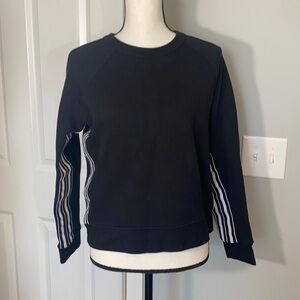 Athleta Soft Black and White Striped Fleece Lined Comfy Sweatshirt